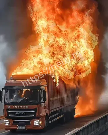大货车高速轮胎起火星救人